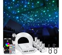 Split 4 Colors 12W Car Starlight Headliner Kit 1000pcs*0.02in*9.8ft with APP&RF Remote,RGBW Fiber Optic Strands Star Roof Lights,4 Port Engine Sound Activated Star Ceiling Lights for Car/Home Decor