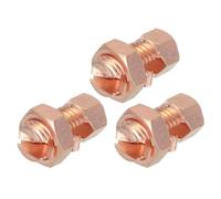 Split Bolt Connector Brass Copper 25mm Grounding Clamps with 14mm Matching Hex Nut for Completing Ground Bonding to Bare Wires Pack of 3