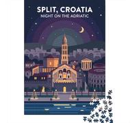 Split, Croatia Night on The Adriatic, Adult Puzzle, 1000 Pieces, 52x38cm/1000pcs