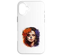 Split Face Sugar Skull Woman Art Case for iPhone 16 Plus