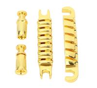 Split Guitar Bridge Zinc Alloy Individually Adjustable 10.4mm String Through Bridge Replacement for LP Style Electric Guitar with Tailpiece and Adjustment Screws (Gold)