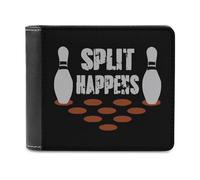 Split Happens Bowling Men's Bifold Wallet Slim Cash Card Holder Leather Purse