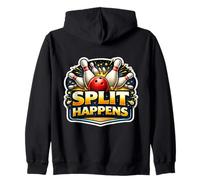 Split Happens Funny Bowling Joke Bowler Wordplay Phrase Pun Zip Hoodie