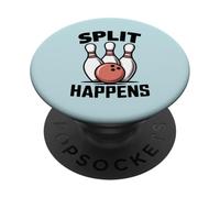 Split Happens Funny Bowling Pun Humor Bowler Design PopSockets Adhesive PopGrip