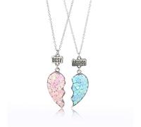 Split Heart Best Friends Forever Necklace - Two-Piece Mermaid Tail Pendant Set (18in) for Best Friends, Gift for Girls