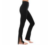 Split Hem Trousers Women Plus Size Yga Trousers Stretchy High Waisted Bootcut Pants Solid Casual Pull On Pants Elastic Waisted Flared Sweatpants Workout Black L