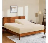 Split King/2 Pack Twin XL 100% Egyptian Cotton Fitted Sheets 600 Thread Count 16" Deep Pocket(Split King/2 Pack Twin XL Fitted Sheet, Beige)