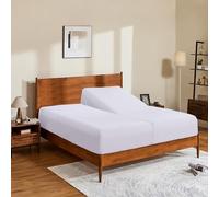 Split King/2 Pack Twin XL Egyptian Cotton Fitted Sheets 600 Thread Count 16" Deep Pocket(Split King/2 Pack Twin XL Fitted Sheet, White)