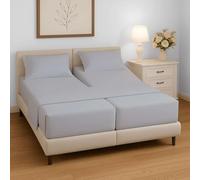 Split King Sheets Sets for Adjustable Bed, 5 Piece Bedding Set, Ultra Soft & Wrinkle Free, Fits Between 12" to 16" Deep Mattress, Easy Care Brushed Microfiber, Silver Grey