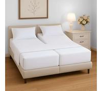 Split King Sheets Sets for Adjustable Bed, 5 Piece Bedding Set, Ultra Soft & Wrinkle Free, Fits Between 12" to 16" Deep Mattress, Easy Care Brushed Microfiber, White