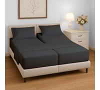 Split King Sheets Sets for Adjustable Bed, 5 Piece Bedding Set, Ultra Soft & Wrinkle Free, Fits Between 12" to 16" Deep Mattress, Easy Care Brushed Microfiber, Dark Grey