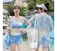 Split Long Sleeve Boxed Swimsuit for Women in Three Piece Conservative Design Ideal for Summer Vacations (XL Yellow)