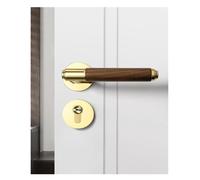 Split Magnetic Silent Lock Wooden Door Handle American Style for Bedroom | Quiet magnetic lock walnut wooden handle gold tone fits 35-45mm doors universal bedroom bathroom(Type A-72 magnetic lock)