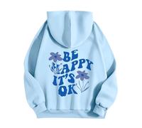 SPLIT-MAN 2024 Women's Fox Jumper Oversized Hoodie in Sky Blue, Size L