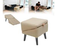 Split Ottoman Dog Ramp,2-in-1 Folding Non-Slip Dog Ramp and Ottoman for Small Medium Senior or Injured Dogs and Cats,Portable Pet Stairs for Bed Sofa and Couch,Khaki