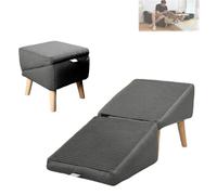 Split Ottoman Dog Ramp, 2-In-1 Lightweight Folding Dog Stairs - Wooden Footstool and Save Space, Pet Climbing Sofa Ladder for Couch, Suitable for Large, Medium, and Small Dogs (black)