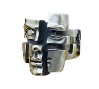 Split-Persona Mask Silver Ring, 3D Adjustable Vintage Mask Ring for Men Women, Personalized Gothic Retro Abstract Band, Gothic Retro Band Jewelry