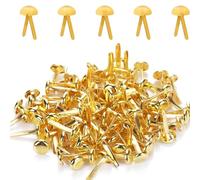 Split Pins,Scrapbooking Brads Split Pin,100pcs Mini Gold Brad Metal Paper Fasteners Coloured Brad Fasteners Pastel Round Brads for Paper Craft DIY Stamping Scrapbook Office Household Supplies(8*17mm)