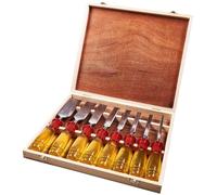 Amtech - 8pc Split-Proof Wood Chisel Set in Wooden Box, Hardened Bevel-Edge Blades, Impact-Resistant Handles, Blade Guards Included, for Joinery, Furniture & Trim Finishing