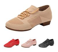 Split Sole Dance Trainers Women Lace Up Dance Shoes for Ladies Latin Jazz Gymnastic Sneakers Adults Indoor Dancing Trainers (Khaki, 4.5)
