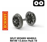 SPLIT SPOKED WHEELS & AXELS 12.6mm Pack10 OO Gauge 1:76 model rail HORNBY R8100