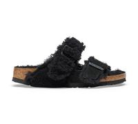 Split Teddy Parts Rivet Suede Leather/Fur Sandal - Black - female - Birkenstock - Sliders - Black - 7 UK - Shoes 7 UK