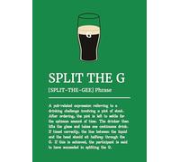 Split the G Definition, Pub Drinking Challenge Wall Art Print, Stout Beer Glass Theme, Pub Decor, Green, Size A4