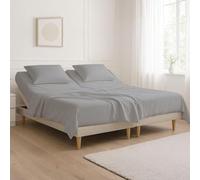 Split Top King Sheets Sets for Adjustable Beds 800 Thread Count 100% Egyptian Cotton 4Pcs Bed Sheets - 18" Inch Deep Pocket- Split Down 34" inches from The Top - Silver Solid