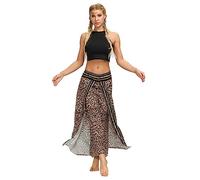 Split Wide Leg Yoga Pants for Women Boho Floral Printing Vintage Style Patterned Hippie Baggy Trousers