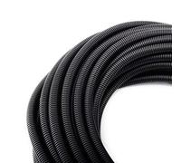 Split Wire Loom Tubing 15m x 9mm - Flexible Corrugated Conduit for Auto & Electrical | Durable PE Plastic Cover for Wires & Cables | Easy Split Design - Black