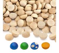 Split Wood Balls 15mm, 150pcs Unfinished Half Wooden Balls Mini Split Wooden Half Craft Ball for DIY Projects Christmas Ornaments