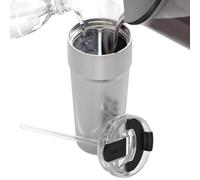 Splitflask 2 in 1 Travel Tumbler - 850ml Dual Chamber Insulated Coffee Cup, Leakproof Stainless Steel Tumbler, Hot and Cold Drinks, Travel Friendly, Coffee and Water Bottle - Silver