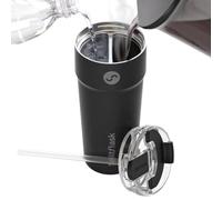 Splitflask 2 in 1 Travel Tumbler - 850ml Dual Chamber Insulated Coffee Cup, Leakproof Stainless Steel Tumbler, Hot and Cold Drinks, Travel Friendly, Coffee and Water Bottle - Black