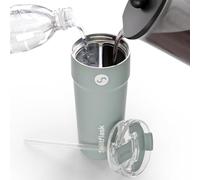 Splitflask 2 in 1 Travel Tumbler - 850ml Dual Chamber Insulated Coffee Cup, Leakproof Stainless Steel Tumbler, Hot and Cold Drinks, Travel Friendly, Coffee and Water Bottle - Sage