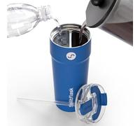 Splitflask 2 in 1 Travel Tumbler - 850ml Dual Chamber Insulated Coffee Cup, Leakproof Stainless Steel Tumbler, Hot and Cold Drinks, Travel Friendly, Coffee and Water Bottle - Blue