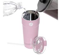 Splitflask 2 in 1 Travel Tumbler - 850ml Dual Chamber Insulated Coffee Cup, Leakproof Stainless Steel Tumbler, Hot and Cold Drinks, Travel Friendly, Coffee and Water Bottle - Pink