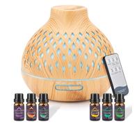 SPLITSKY 400ML Essential Oil Diffuser,Remote Control Aroma Diffuser with 6 Essential Oils Gift Set,Electric Scent Nebulizer Air Humidifier with 14 Colour Lights for home,bedroom