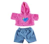 Splodge Teddy Parties - Furry Heart Hoodie with Jeans Outfit - Teddy Bear Clothes - Size: 16 inch/40cm fits Build a Bear