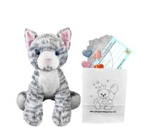 Splodge Teddy Parties - Grey Tabby Cat Soft Plush Toy - 10 inch / 25cm - Build Your own Teddy Bear Kit - no Sewing