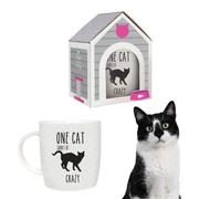 Splosh Cat Mug - Funny ‘One Cat Short of Crazy’ Ceramic Cup for Pet Lovers | Cat Lady Gift | Mum Present | Personalised Coffee & Customised Tea Cup for Women
