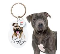 Splosh Dog Keyring Staffy | Personalised Keyring | Dog Key Ring Personalised Gifts | Customised Gifts Pet Tag Key Chain | Staffordshire Bull Terrier Pet Accessories Pet Name Tag