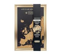 Splosh Europe Travel Map Pin Board - Black Cork with Golden Frame XL Holiday Travel Tracker Bucket List Gift with 100 Push Pins for Marking Past and Future Adventures Desk or Wall 48 x 34 cm