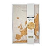 Splosh Europe Travel Map Pin Board - White Cork with Silver Frame XL Framed Holiday Travel Tracker Bucket List Gift with 100 Push Pins for Marking Past and Future Adventures Desk or Wall 45 x 31 cm