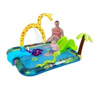 Splosh Jungle Animal Activity Paddling Pool - Fun Spray & Splash Pool With Slide For Kids Age 2-5 - Includes BONUS Inflatable Ring Toss Game - Toddler Swimming Pool - Size 2.6m x 1.9m / 20cm Pool Dept