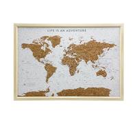 Splosh Medium World Map Pin Board - Wooden Cork Travel Map Gift (White)