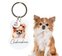 Splosh Personalised Chihuahua Keyring. Customised Dog Key Chain. Key Rings for Dog Lovers
