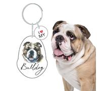Splosh Pet Personalised Keyring. Bulldog Dog Key Ring. Customised Gifts for Dog Lovers