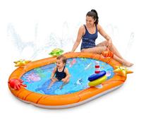 Splosh Sealife Splash Pad Pool For Toddlers With Max 10cm Pool Depth - Splashing/Paddling Pool For Kids Age 2-5 Years - Includes BONUS Inflatable Games - Toddler Swimming Pool - Size 1.5m x 1.15m