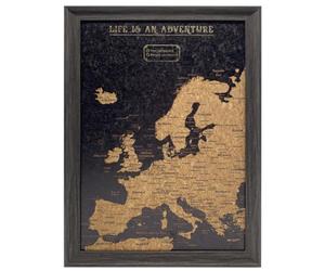 Splosh Travel Map - Small Europe Map Pin Board in Black with a Wooden Frame and 100 Pins in 2 Colours to Mark Your Past & Future Adventures