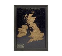 Splosh Travel Map Uk & Ireland Pin Cork Board With 100 Pins Black 54 X 36.5Cm